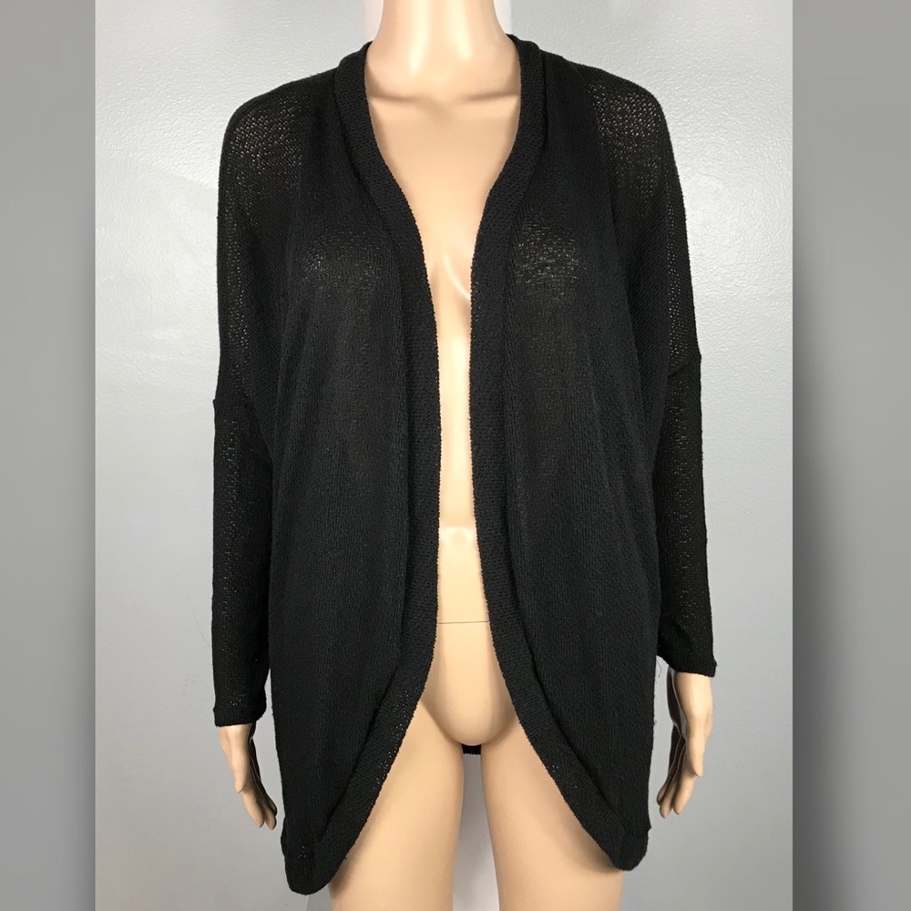 ACEMI Medium Black Fisherman Open Front Sweater